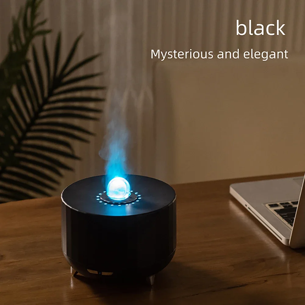 2024 New Simulated Flame Aroma Diffuser Essential Oils Air Humidifier Diffuser with 7 Colorful Lights Remote Control for Home