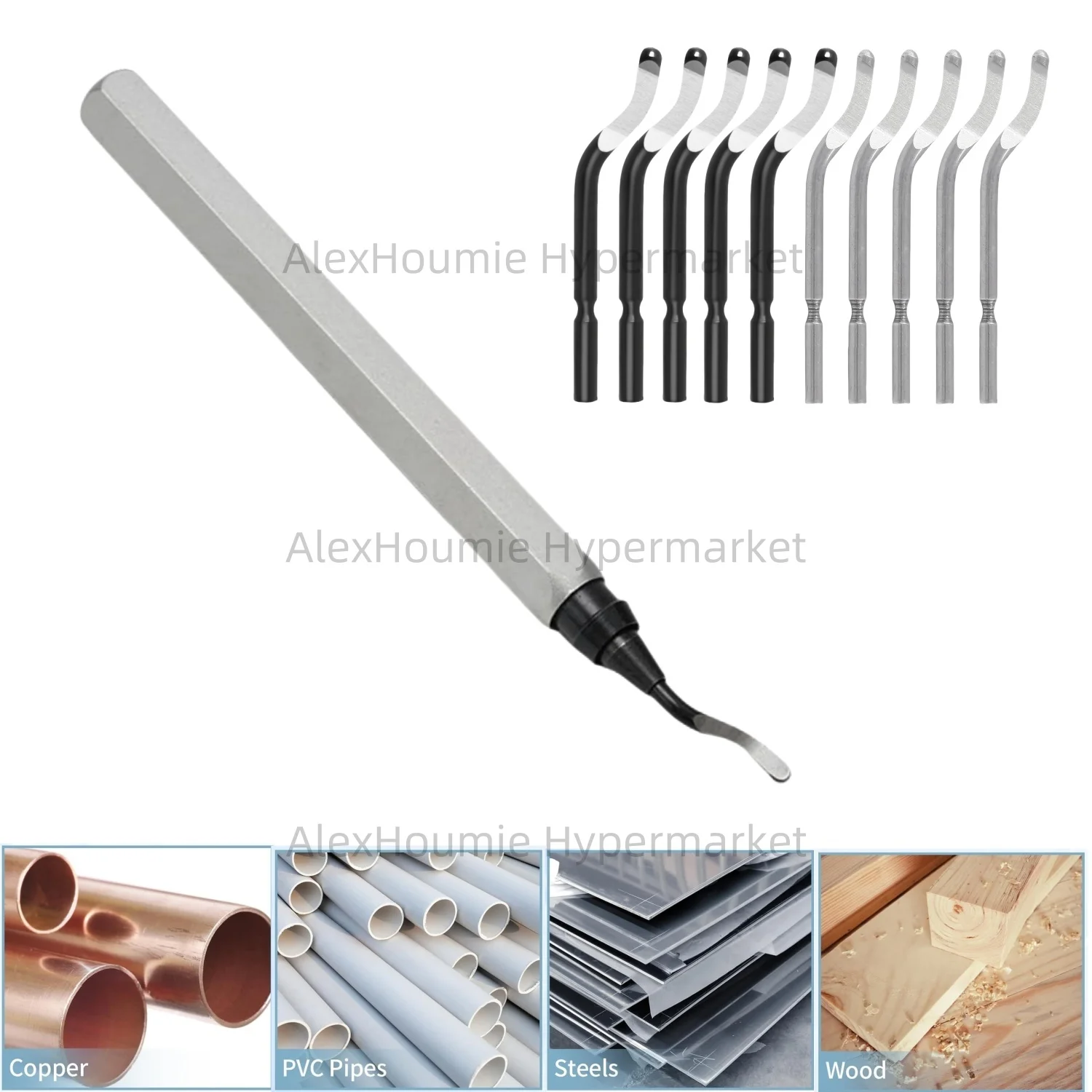 Edge Burr Remove Deburring System with 11PCS BS1010 BS1012 BS1018 BK3010 BS3010 Replacement Baldes for Metal Resin Plastic PVC