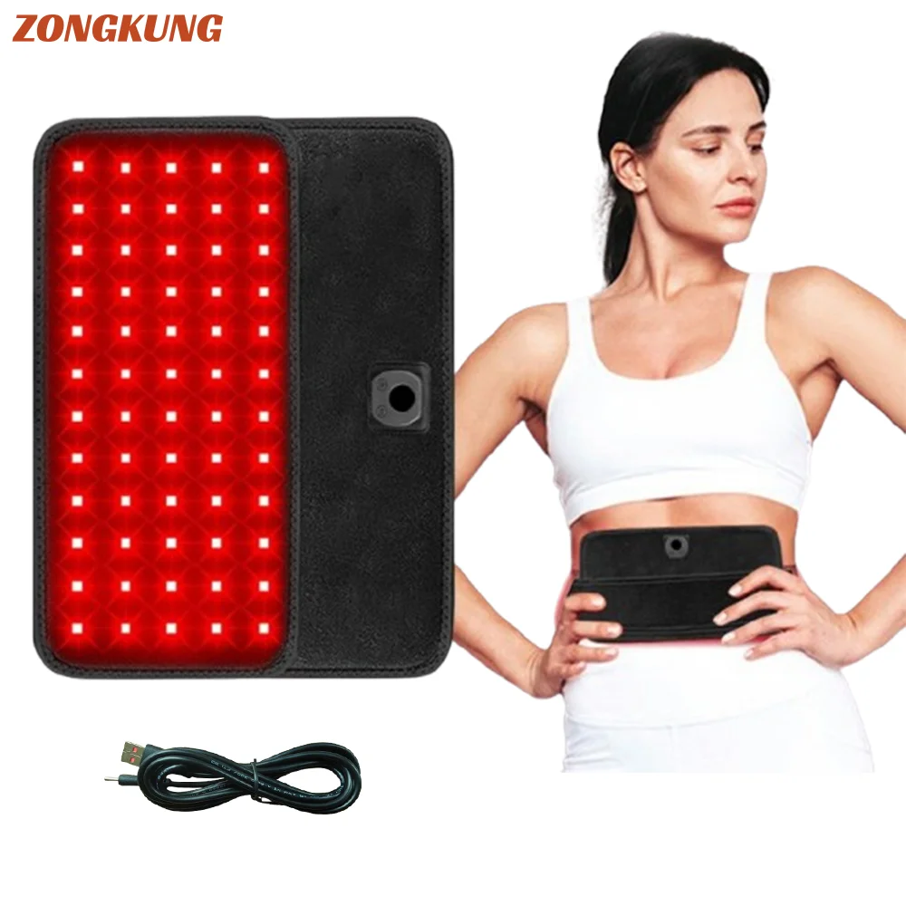 

НОВЫЙ 60 светодиодов, красный и инфракрасный световой терапевтический пояс 660NM и 850NM, пояс для сжигания жира, пояс для похудения, импульсное облегчение боли, грелка для всего тела