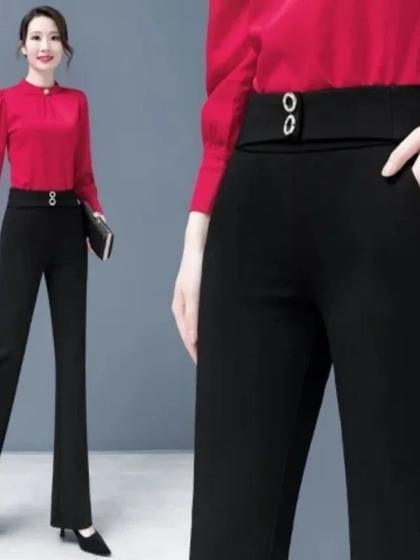 

Women's High Waist Slimming Black Micro Flare Pants Spring Autumn 2026 New Style Drapey Commute Fashion plus Size Pants