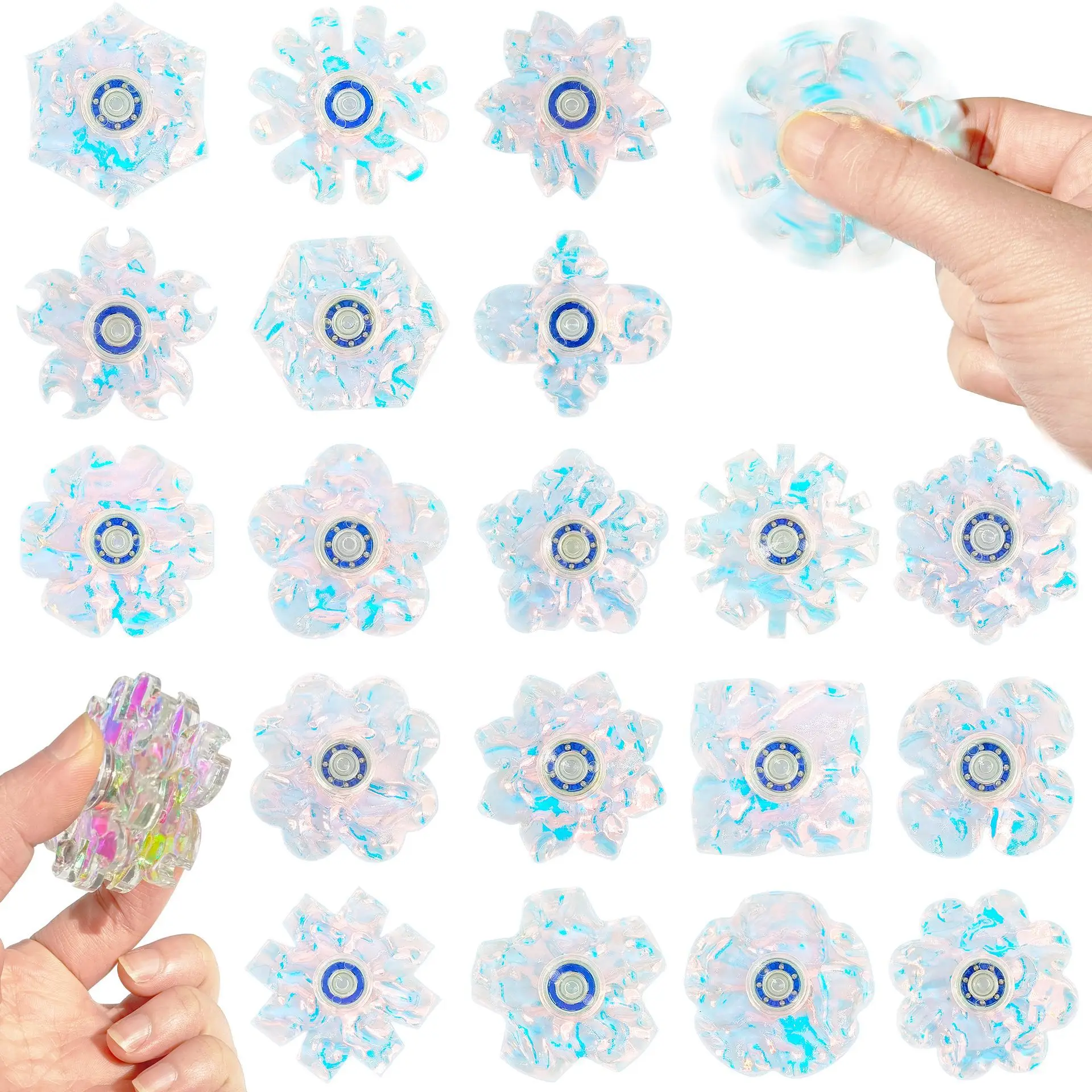 3/5pcs Unique Colorful Finger Gyro Laser Water Ripple Aurora Stress Relieving Toys Adults Creative Dynamic Rotation