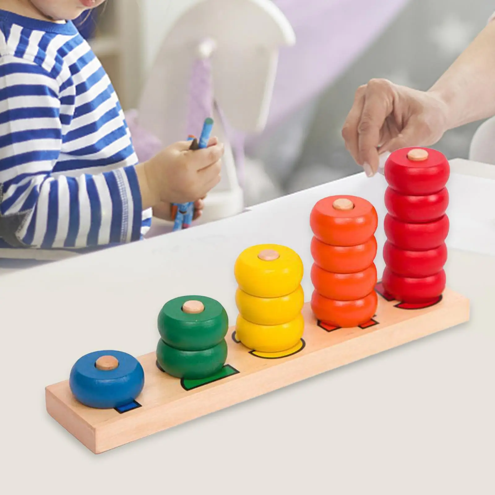 Wooden Number Blocks Toy Motor Skills Math Counting Bead for Decomposition Classification Quantitative Addition Subtraction