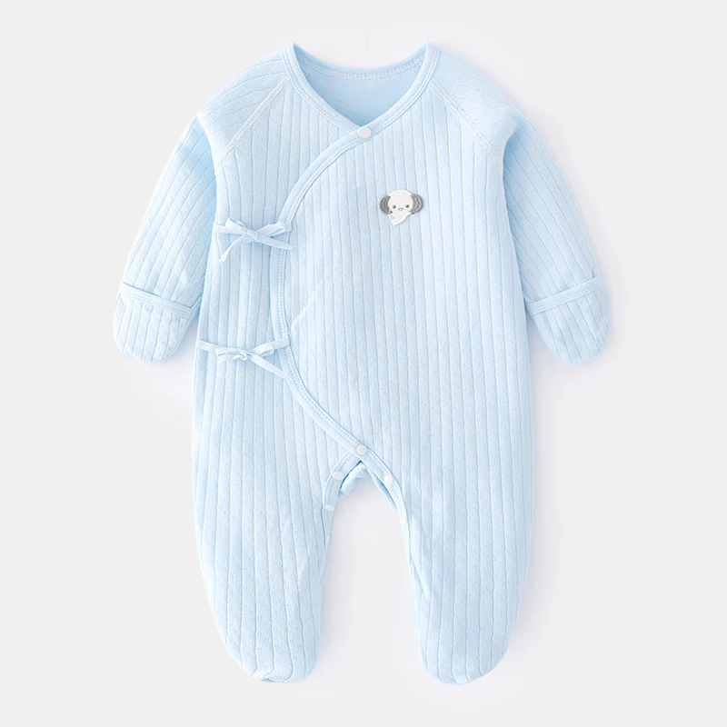 Newborn Ankle-Wrapped Jumpsuit Baby Boneless Romper Pure Cotton Newborn Jumpsuit Romper Hand-Wrapped Baby Spring and Autumn