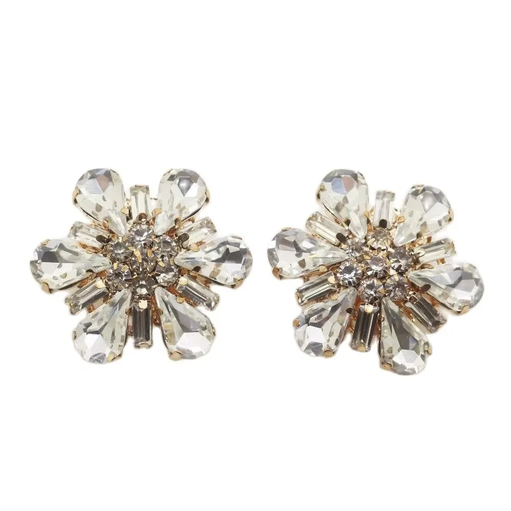 Fashion 2pcs/Lot 35mm Full Rhinestones Flower Buttons Decor accessories DIY Sewing Beautiful Button Wedding Wholesale Price