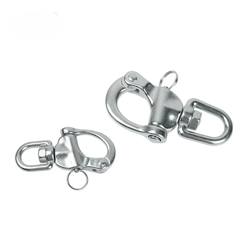 316 Stainless Steel Ring Type Rotating Spring Shackle Hand Pulled Quick Hanging Shackle Marine Hardware Accessories