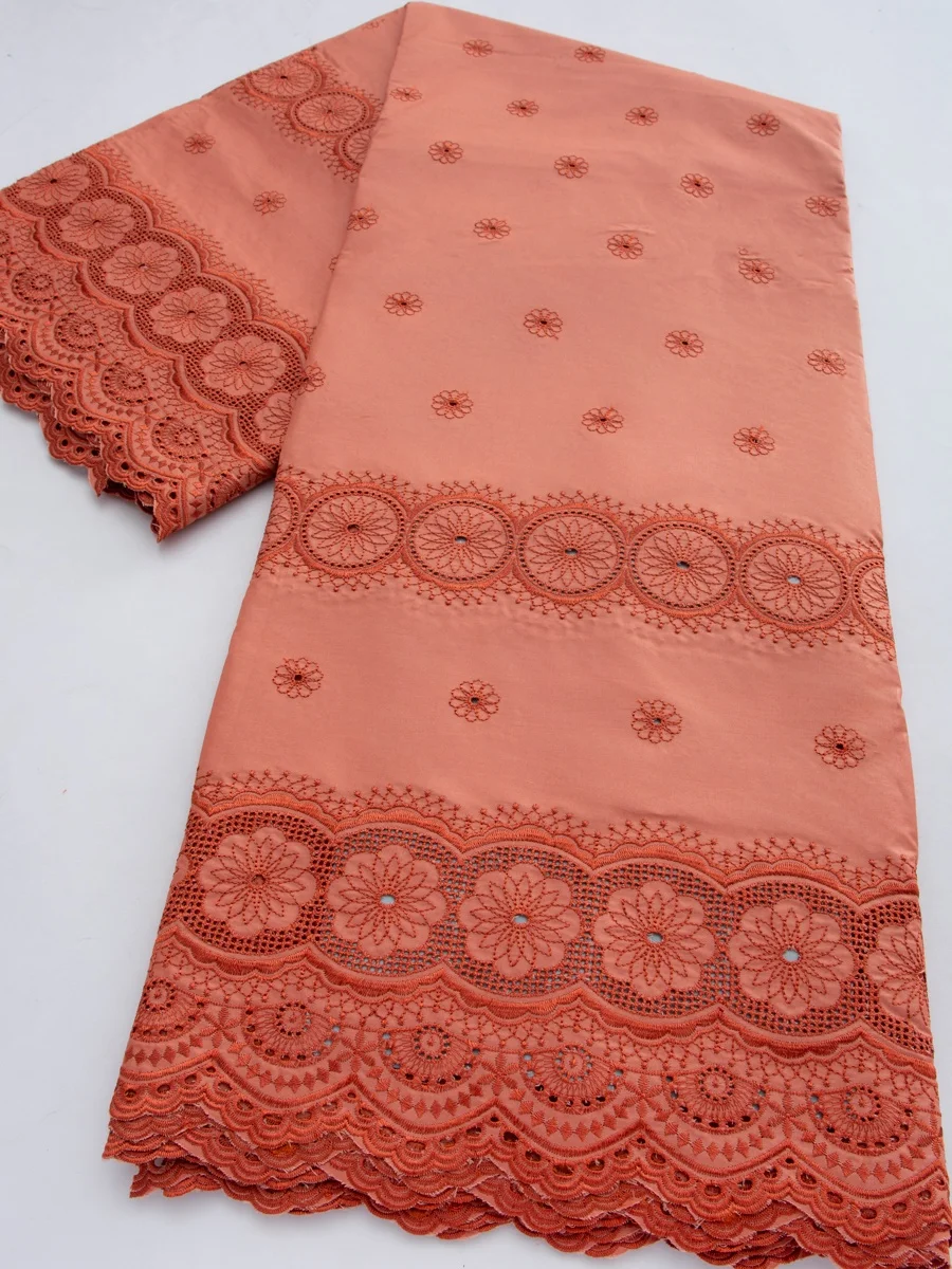 Nigerian Embroidered Cotton Lace Fabric 2026 High Quality African Swiss Lace Fabric for Men Party Wedding Dresses,5Yards TY4768