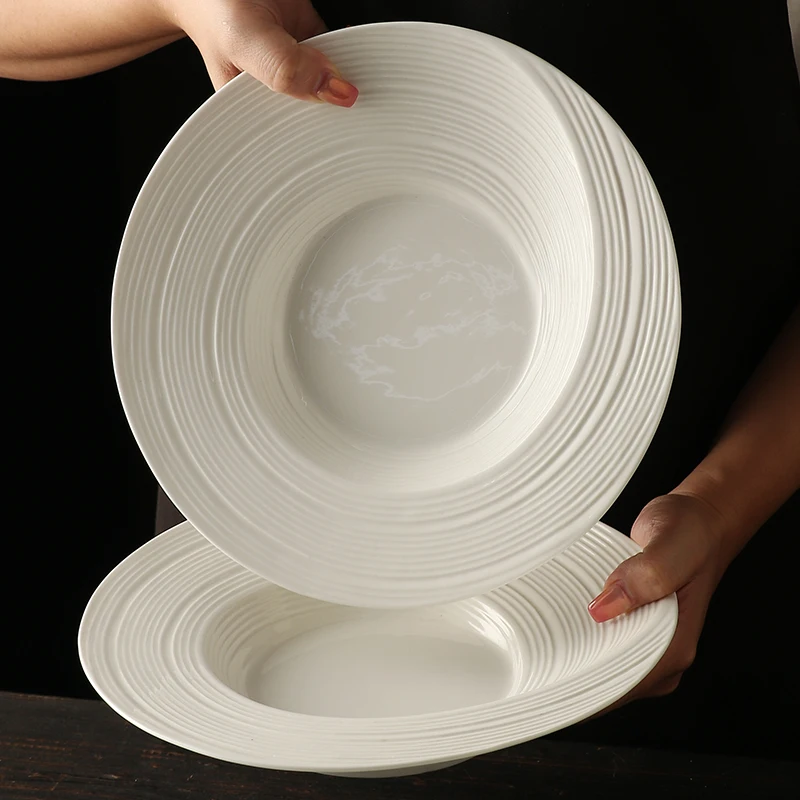 

Hotel Dining Restaurant Special Plates Creative Aesthetic White Dish Soup Plate Ceramic Underglaze French Style