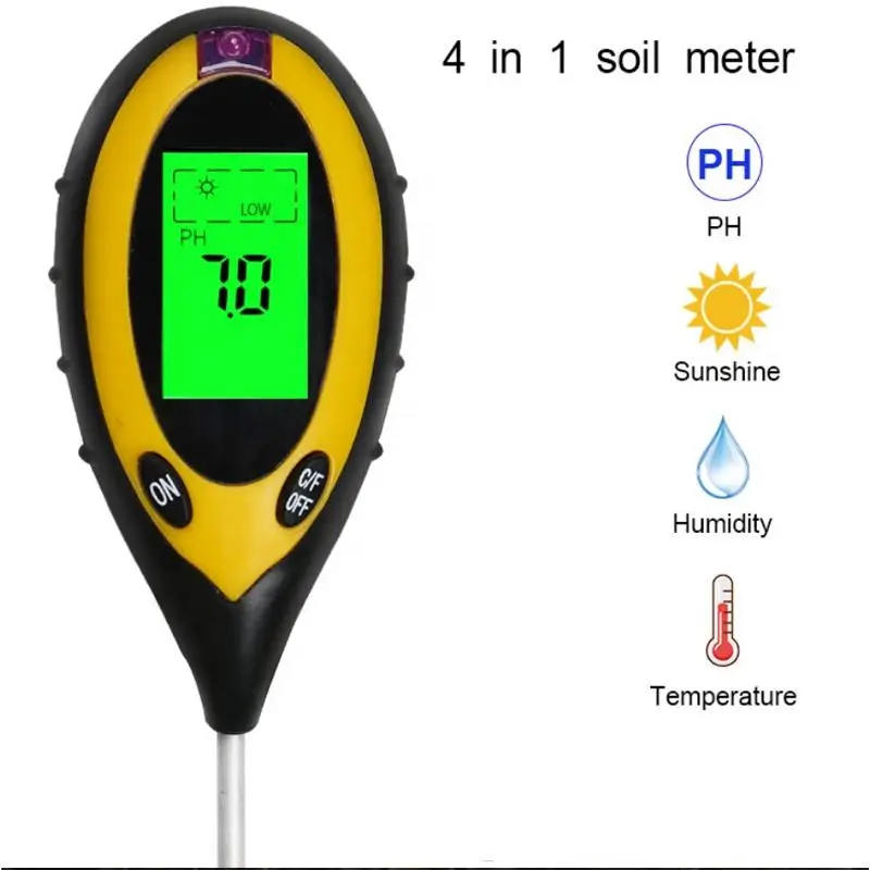 Agriculture Optimum Soil Moisture Sensor Test Acidity Meter Temperature Sunshine 4 in 1 Soil Detector