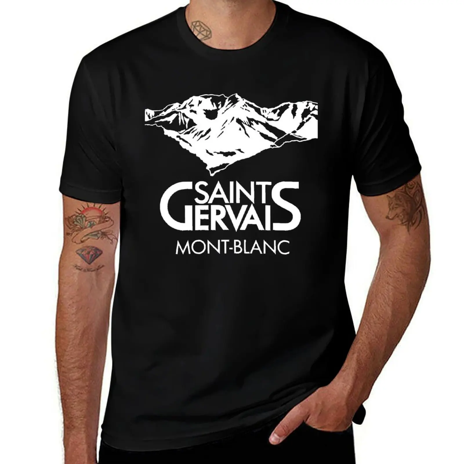 

Футболка Saint Gervais Mont Blanc, мужская футболка из 100% хлопка, люксовый бренд, забавные футболки, хлопковая футболка