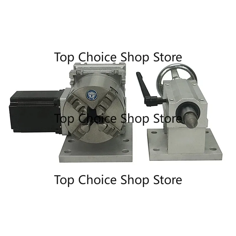 57 Motor 100mm 4‑Jaw Chuck Mini 4th Rotary Axis With Tailstock Dividing Head DIY Assembly Kit