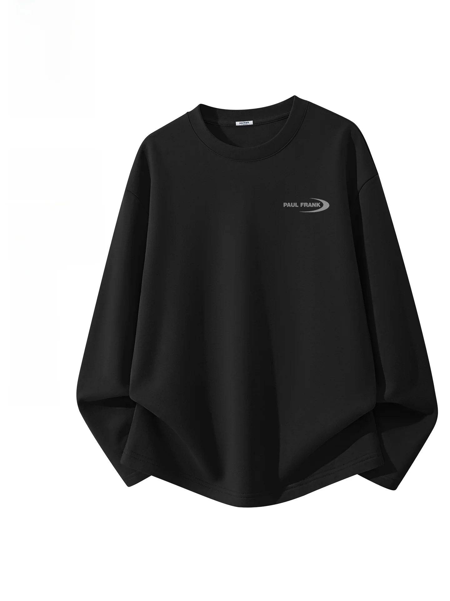 

Мужская хлопковая футболка с длинным рукавом, весна 2026, новая, черная, свободного кроя, в американском стиле, дышащая, влагоотводящая, с круглым вырезом