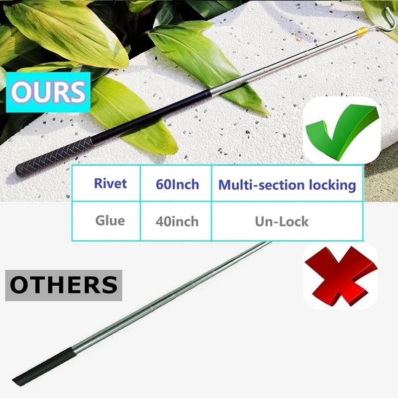

A47U 61inch Snake Hook Reptile Catcher Stick Pole,Snake Handling Tool Kit for Rattlesnakes Python Copperhead Removal Catching