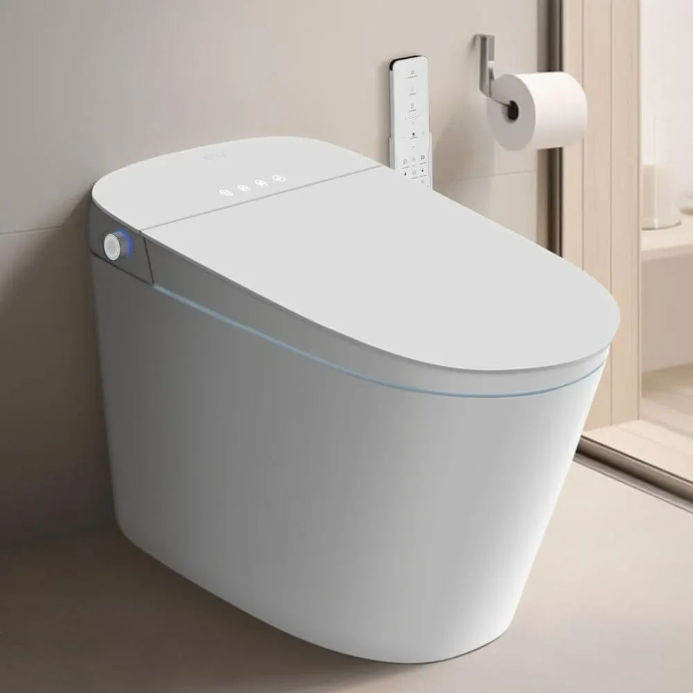 Smart Toilet Bidet, Auto Open Close Lid, ADA Comfort Height, Dual Auto Flush, Modern Elongated One Piece Bidet Toilets Combo