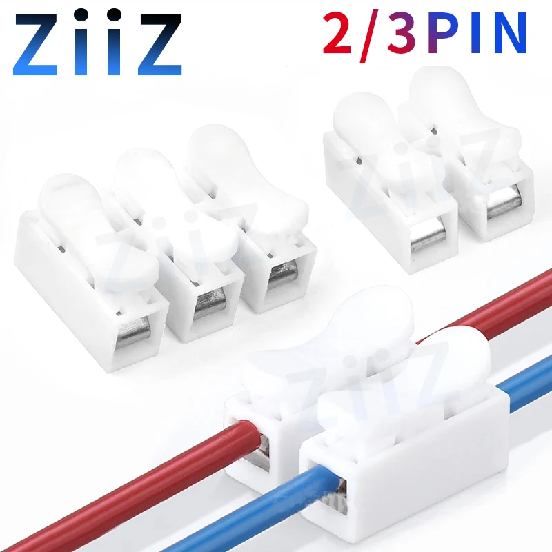 20 50 Pcs lots Spring Wire Quick Connector 2P 3P Electrical Crimp Terminals Block ZiiZ Splice Cable Clamp Led Strip CH-2 CH-3