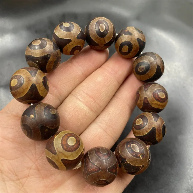 

Exquisite Retro Dzi Bead Agate Round Bead Bracelet, Unisex Jewelry