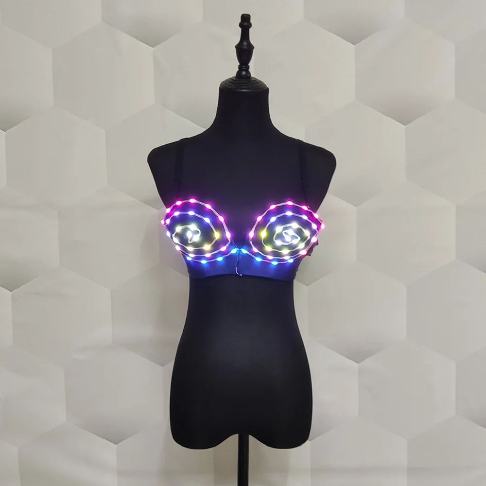 Colorful LED light bra Jazz Bar Ds Rechargeable new sexy Dj Bikini Nightclub Halloween Dancers Group Dance lingerie costumes