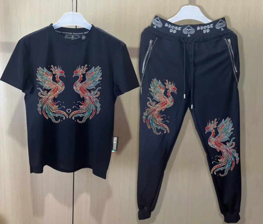Premium Men's Brand Summer Tracksuit: Slim Fit Comfortable Short Sleeve Top with Long Pants