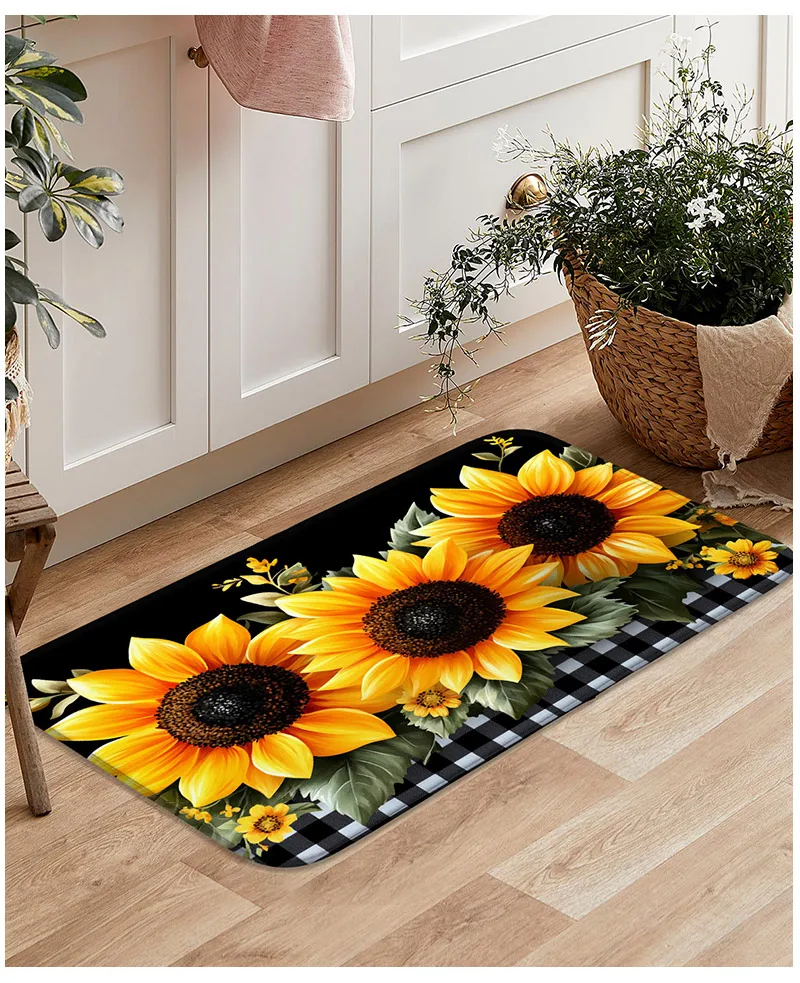 1-teiliges Küchenmatten-Set – Frühlings-Sonnenblumen-Oster-Teppich, rutschfeste Matte, Türmatte, Schlafzimmer, Wohnzimmer, Essbereich – leicht zu reinigen – Detail 8