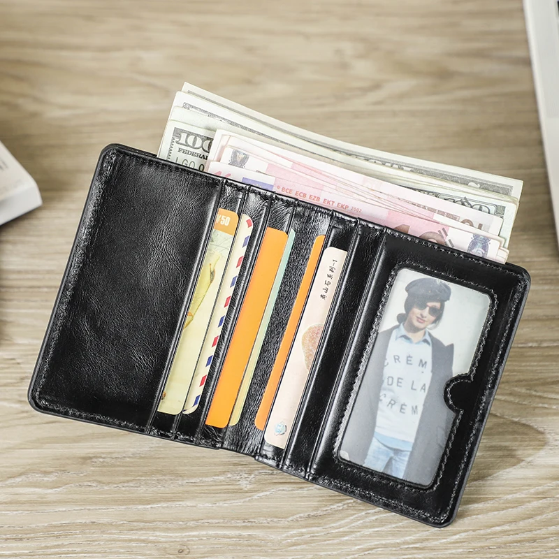 

Contact's Genuine Leather Women Small Wallet Zip Coin Purse Female Short Wallet Bifold RFID Card Holder Money Clip Mini Wallets