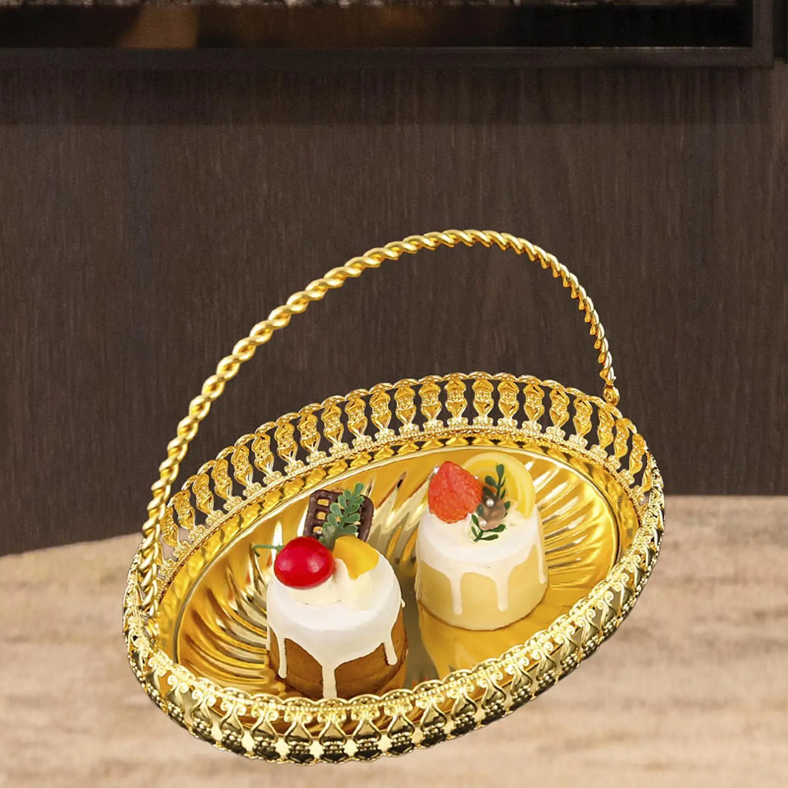 Minimalist Oval Fruit Plate Gold Metal Snack Dish Jewelry Storage Tray for Home Table Organizer