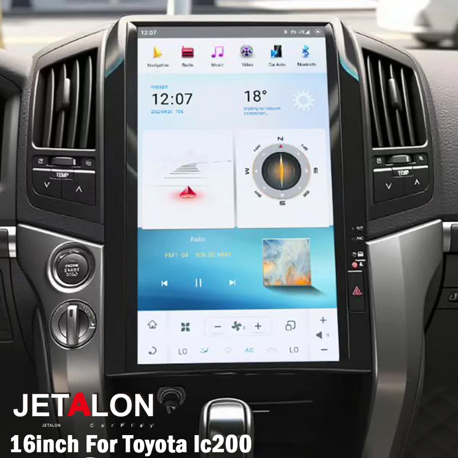 

16-дюймовый мультимедийный проигрыватель CarPlay для Toyota Land Cruiser LC200 2008-2015 с GPS, радио, навигацией, вертикальным экраном Qualcomm Auto, 4G и Wi-Fi