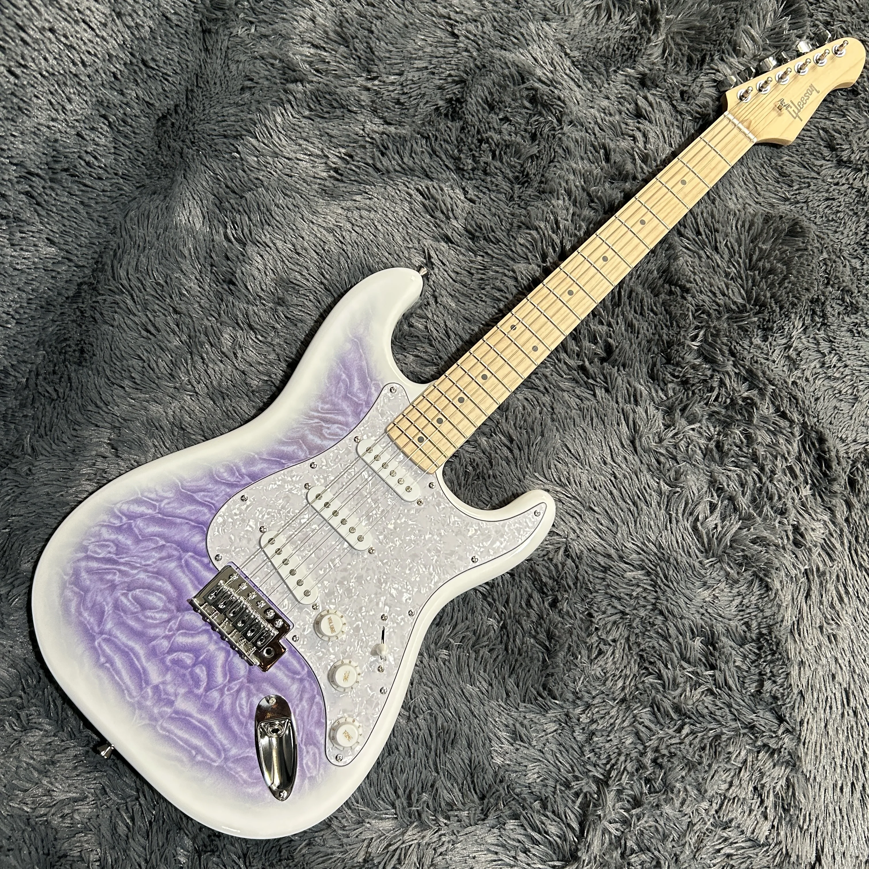 Gleeson Electric Guitar Purple Color Mahogany Body Maple Fretboard Cloud Maple Top White Pearl Pickguard Free Shipping