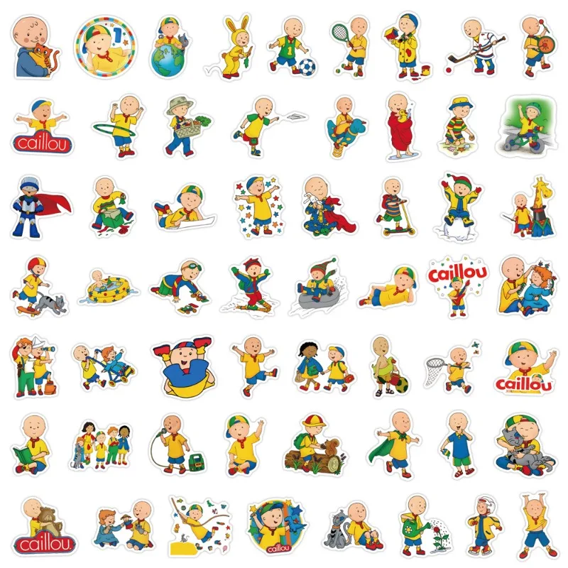 Caillou-pegatinas animadas de 55 piezas, pegatinas decorativas para maleta, taza de agua, papelería para teléfono móvil, coche, Scooter, ordenador portátil, refrigerador