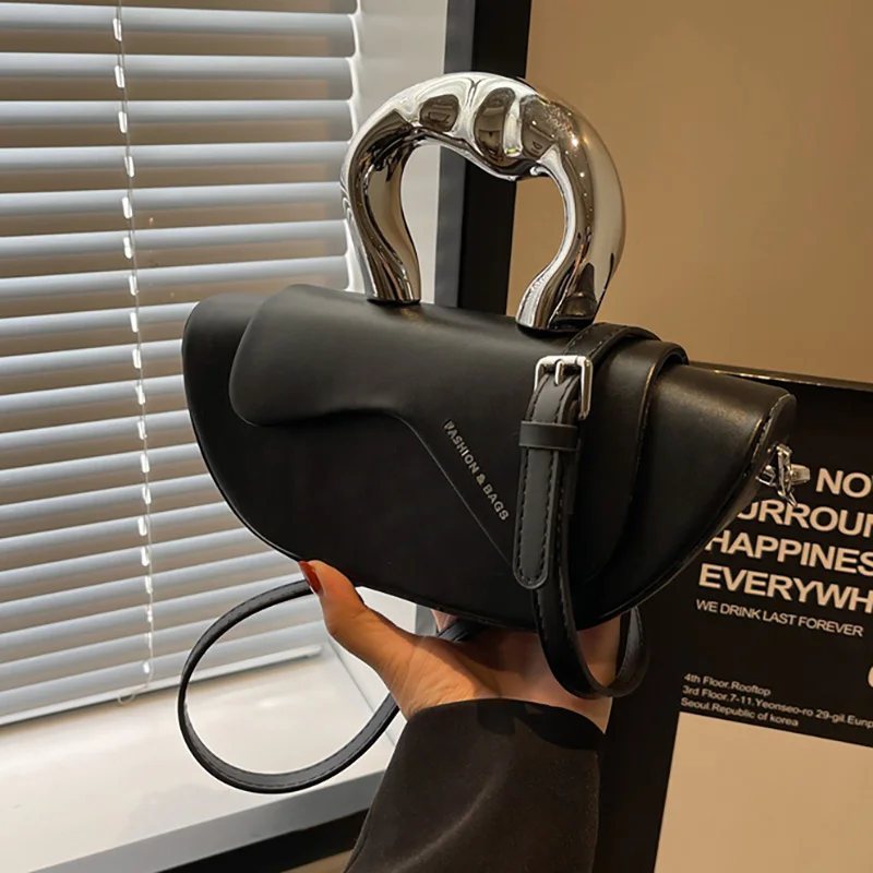 

Klein Blue Crossbody Bags For Women Luxury Designer Saddle Bag High Quality Pu Leather Handbag Lady Bag Silver Short Handle Tote