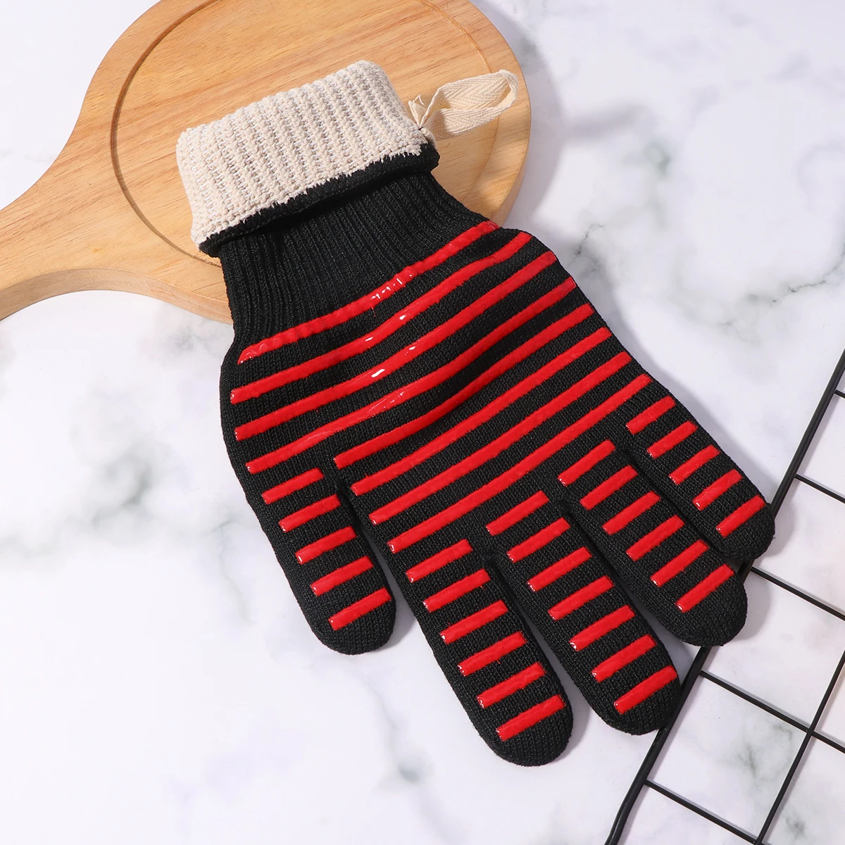 

1pc Heat Resistant Oven Gloves Thickened Non-Slip Baking Mitts Microwave Gloves Pattern Kitchen Cooking Tools