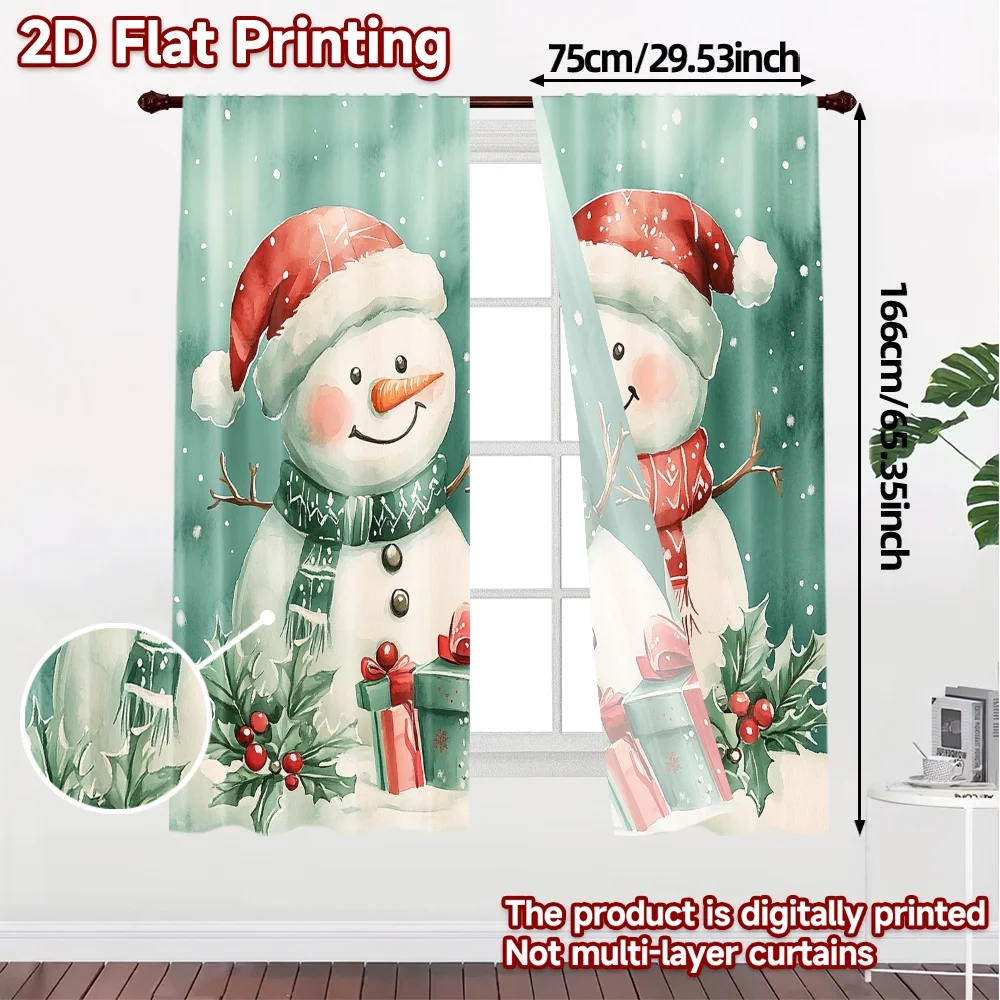 2pcs,Curtains Cute Snowman Christmas Gifts (3) Popular Contemporary Curtains Fabric Curtains Versatile All Ldeal for Bedroom &