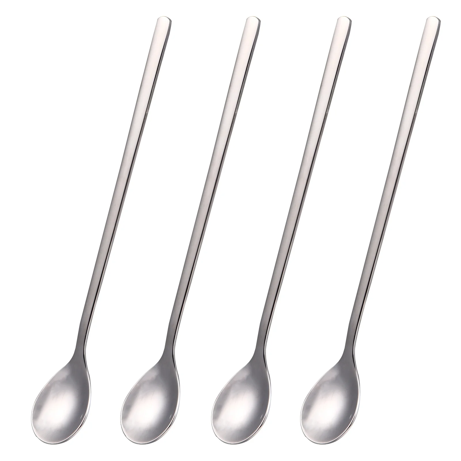 4 قطعة القهوة الفولاذ المقاوم للصدأ مقبض طويل فنجان شاي ملاعق مرآة مصقولة مريح غسالة صحون ملاعق خلط آمنة للآيس كريم #4