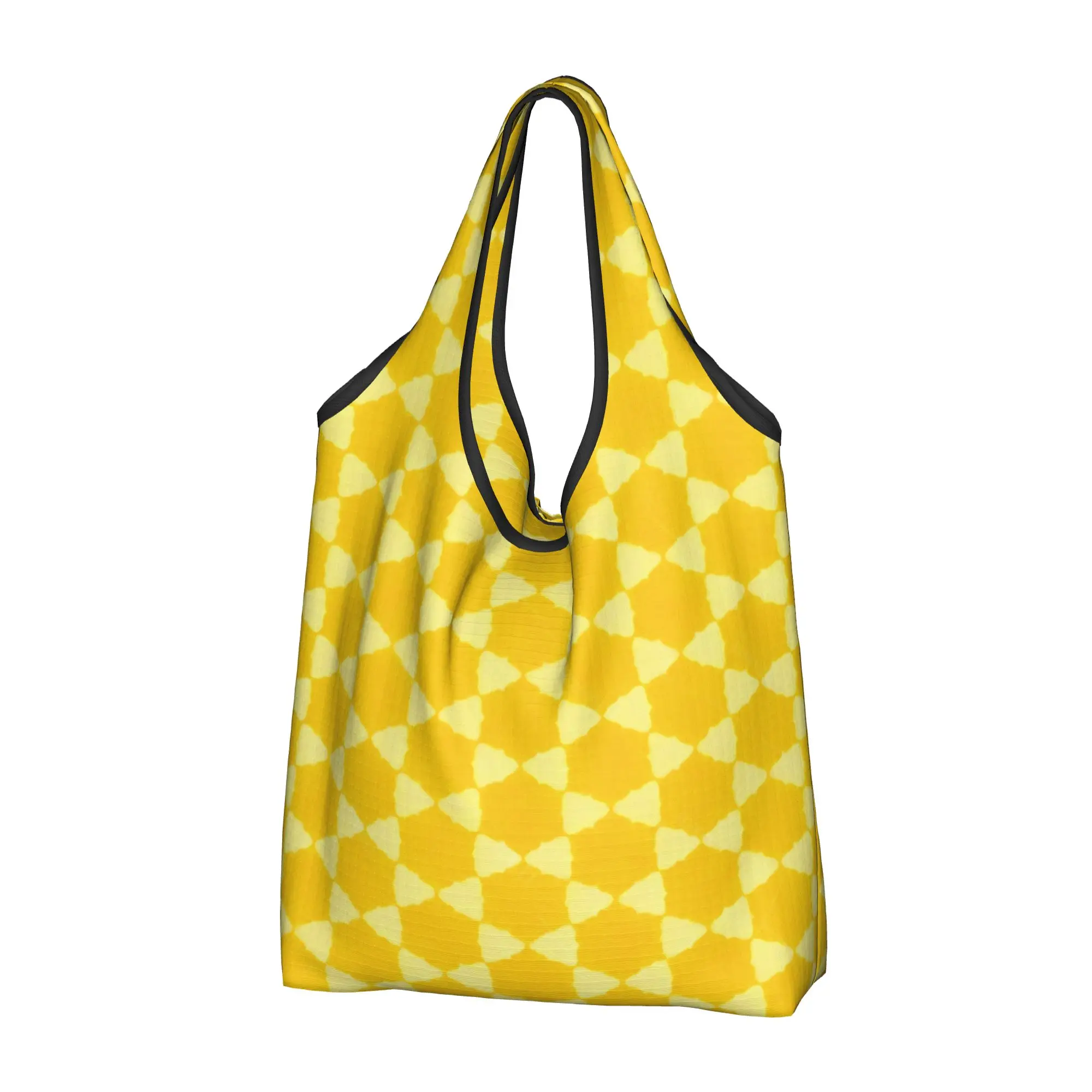 Custom Hexagonal Geometric Honeycomb  Shopping Bag Women Portable Large Capacity Groceries Rainbow Shopper Tote Bags