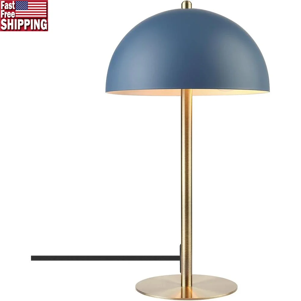 

Modern Desk Lamp with Brass Accents Mushroom Shade E26 Base Perfect Office Study Lighting