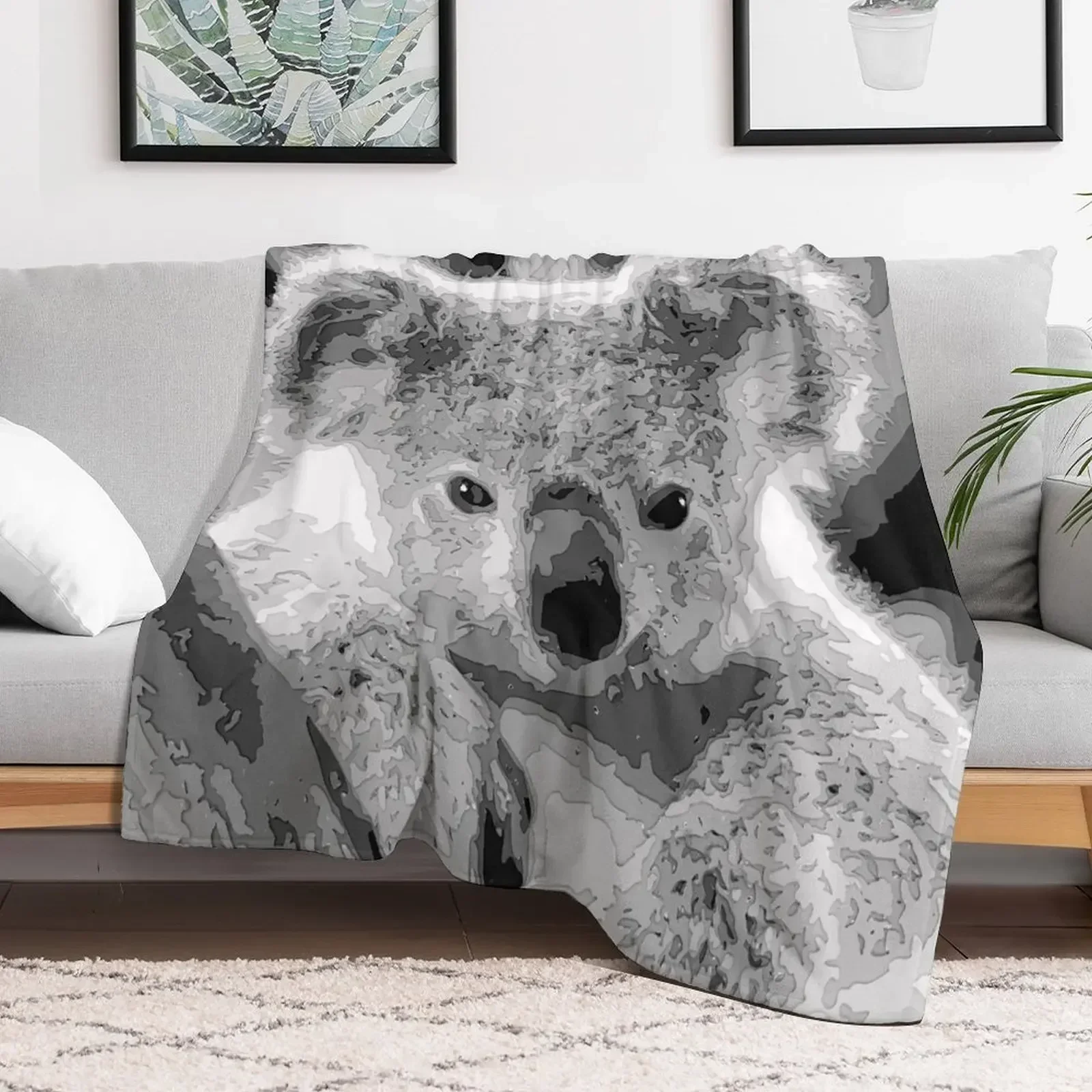 Koala, Koala Bear Paper art Throw Blanket Cute Plaid Sofa Quilt funny gift Loose Blankets