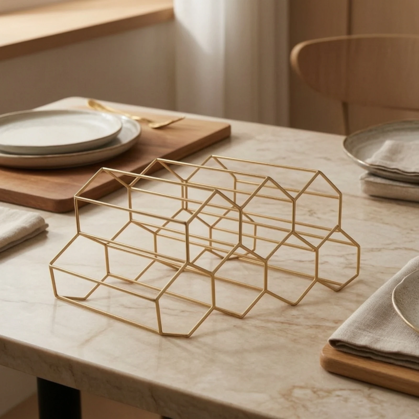 Hexagonal Wine Rack Stable Wine Rack with Geometric Design Sturdy Long-Lasting for Home Hosts, Countertop, Kitchen
