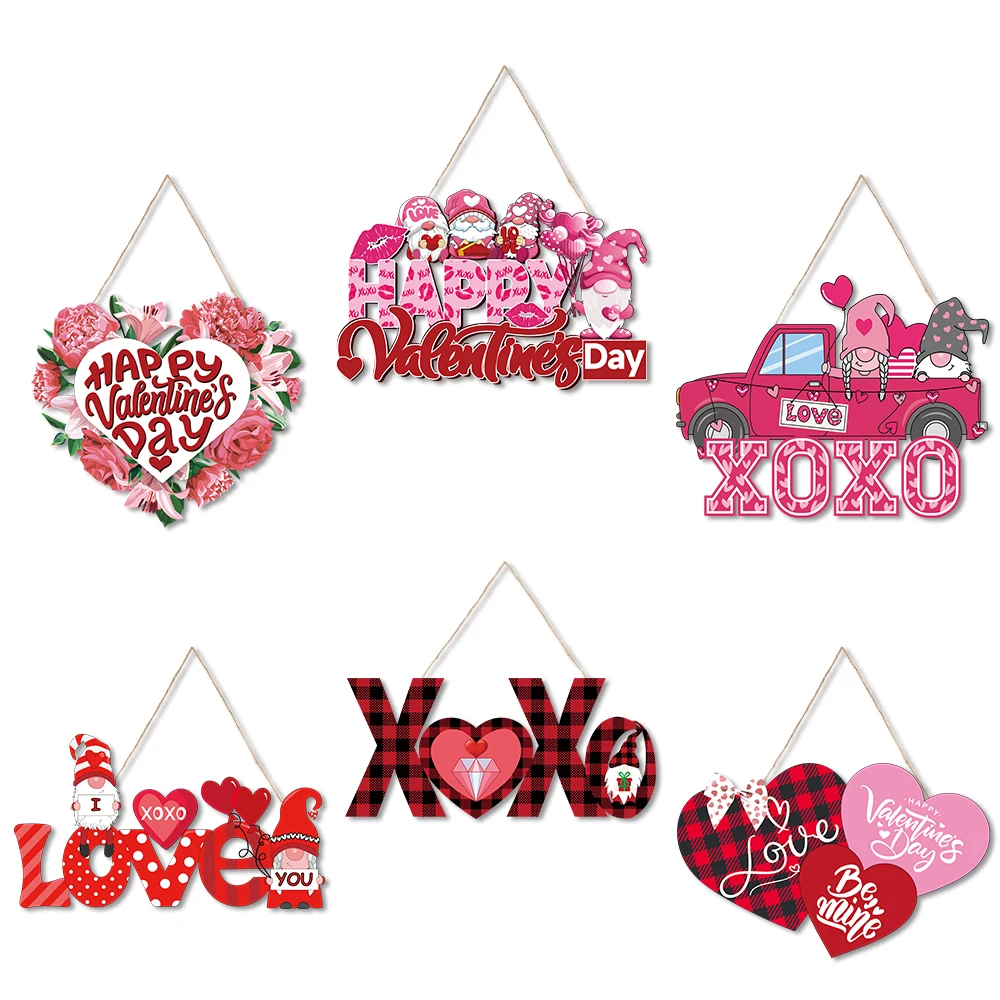 Valentine's Day Decoration Faceless Doll XOXO Love Heart Wreath Door Sign Pendant Wedding Party Home Wall Door Hanging Ornaments