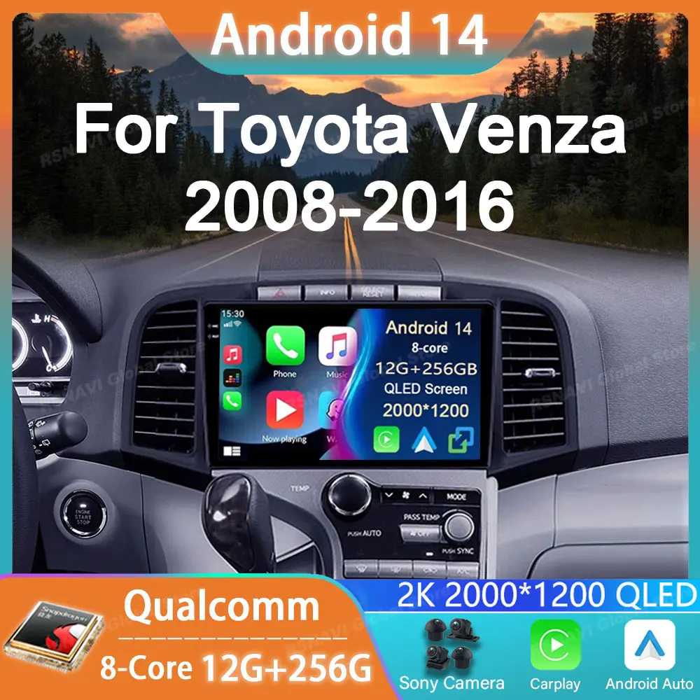 

Car Radio Android 14 For Toyota Venza 2008 - 2016 Carplay Auto Multimedia Stereo Player GPS Navigation Head Unit 4G WIFI QLED BT
