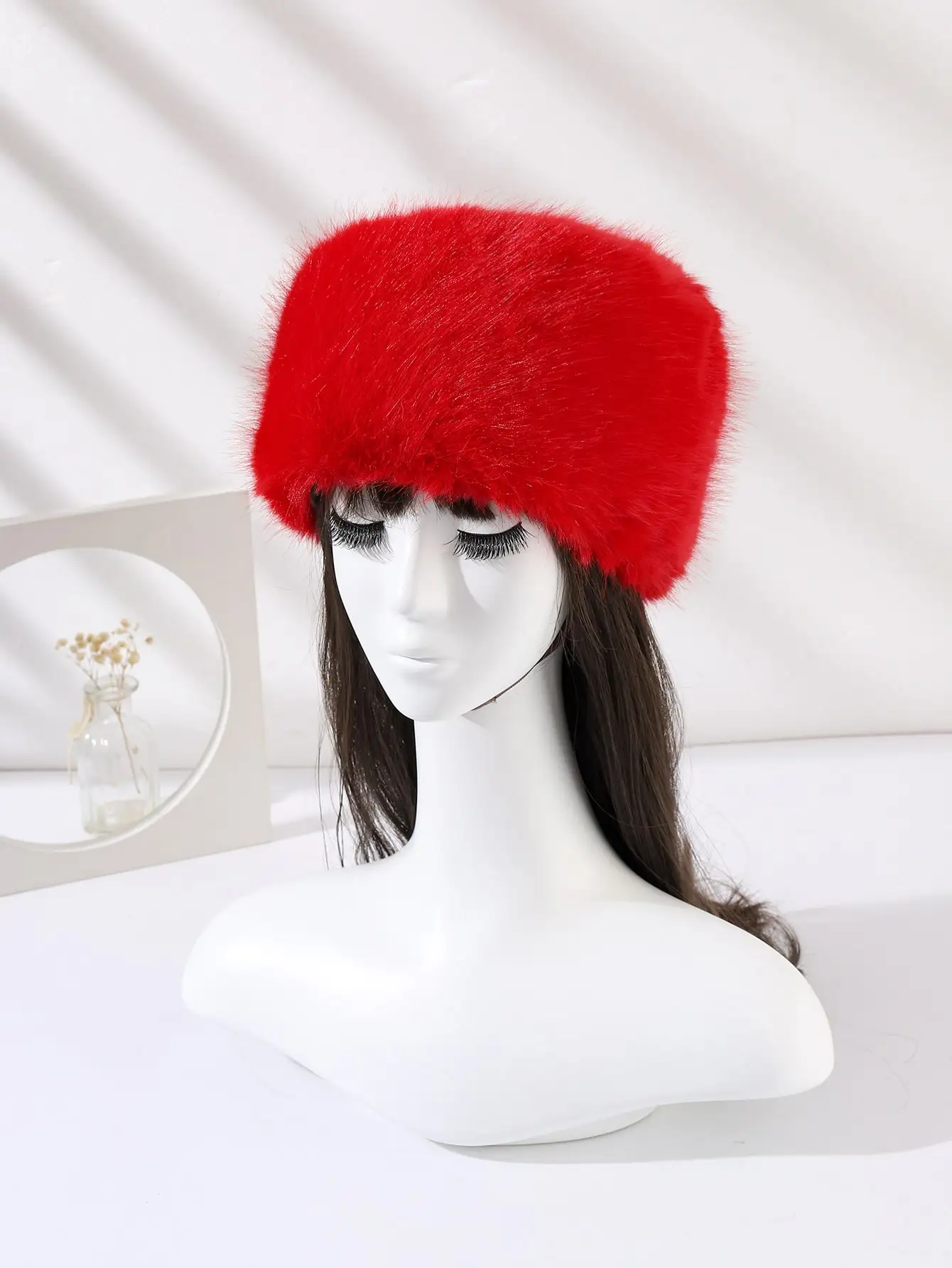 2023 Winter Thick Furry Hairband Fluffy Russian Faux Fur Women Girl Fur Headband Hat Winter Outdoor Earwarmer Ski Hats Hot