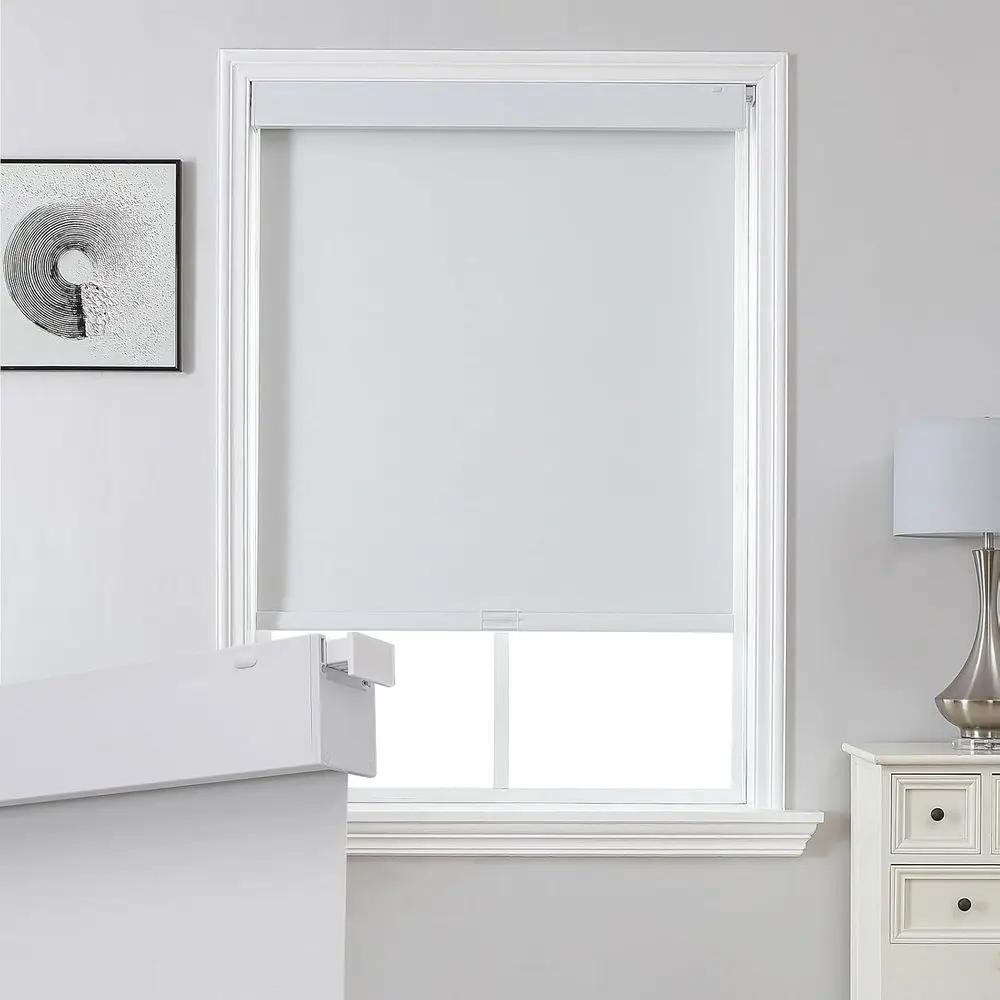 

No Drill No Tools Blackout Shades, Free-Stop Cordless Roller Shades, Thermal Insulated Blinds for Indoor Windows, Easy Install W