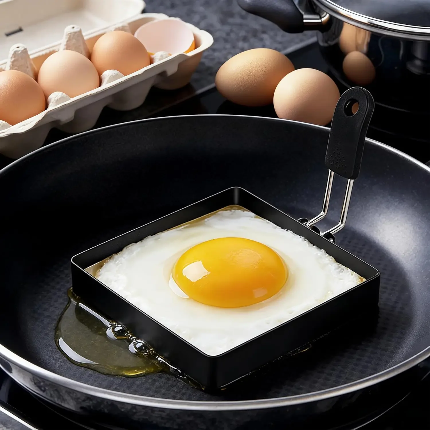Egg Rings Stainless Steel Egg Molds for Frying Round Egg Cooker Ring for Griddle Breakfast Cooking Fried Egg Rings Nonstick Mold