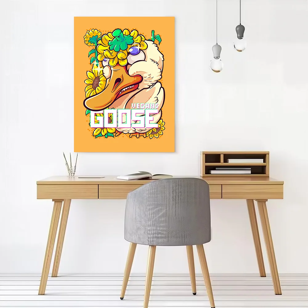 Goose With Sunflower Crown Canvas Poster Wall Art Customizable High Quality Printed Picture for Room Ornaments Vintage Decor