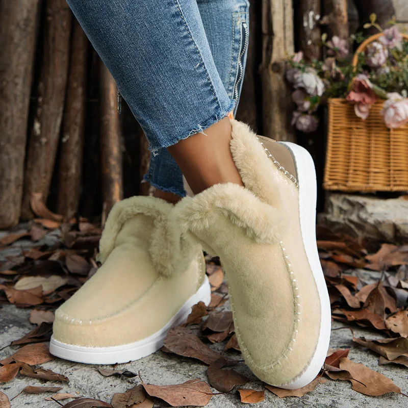 Snow Women Boots Platform Keep Warm Ladies Shoes Slip On Shoes Woman Casual Ankle Boots New Plush Botas Mujer Winter Footwear