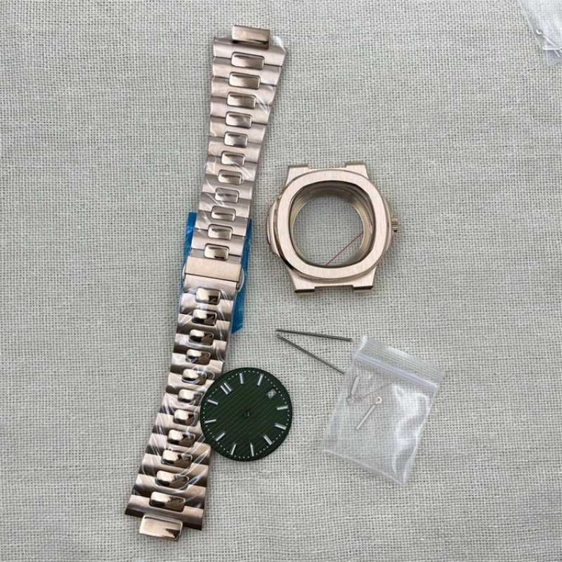 For Wordless NH35 Case, Rose Gold Nautilus Case PP Watch Assembly Dial Finger