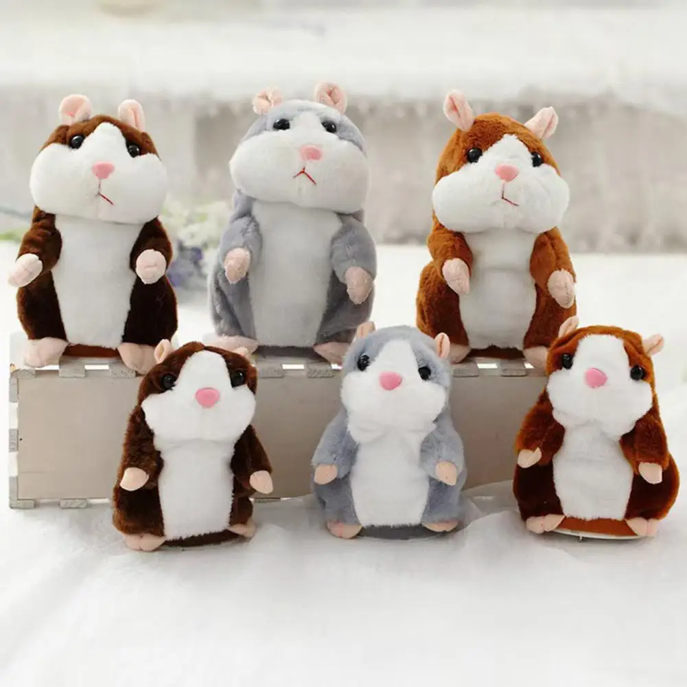 Electric Hamster Plush Toy Lovely Talking Hamster Doll Imitate Your Voice And Nod To Soothe Accompany Kids Gift