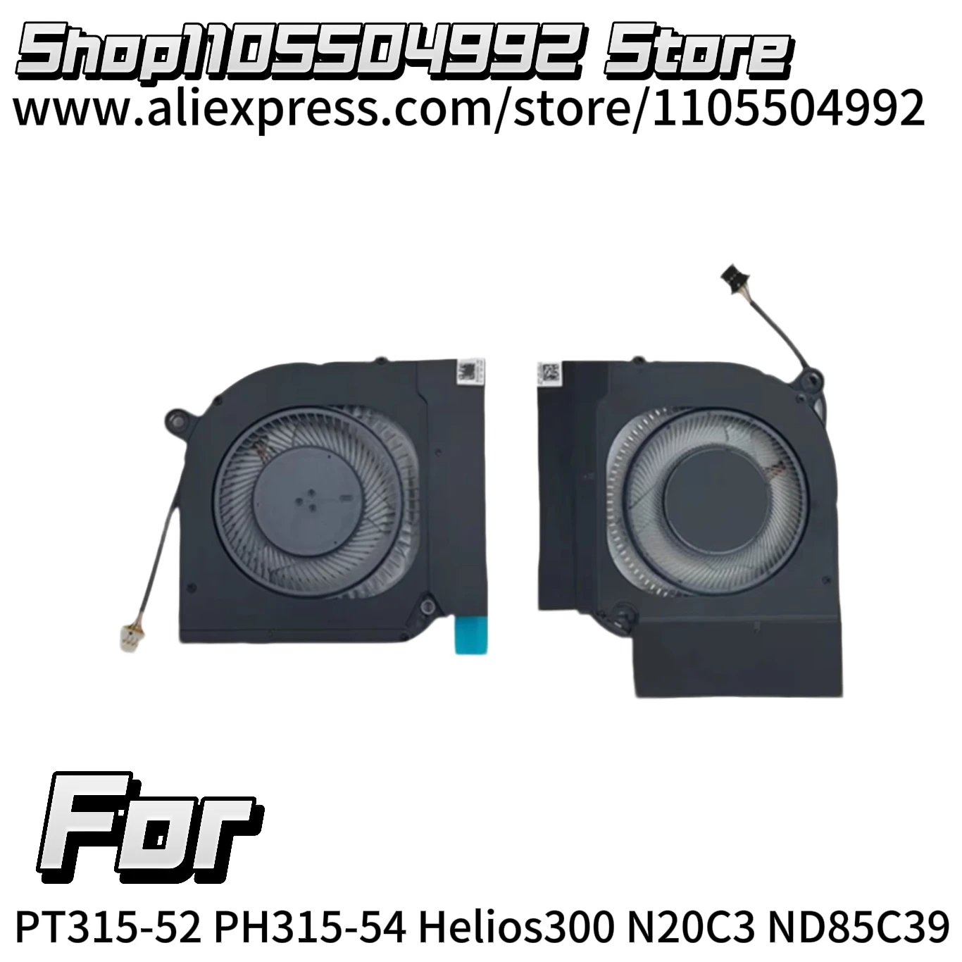 Ventilateur de refroidissement GPU CPU pour PT315-52 PH315-54 Helios300 N20C3 ND85C39 Ordinateur portable Ventilateurs de refroidissement Radiateur