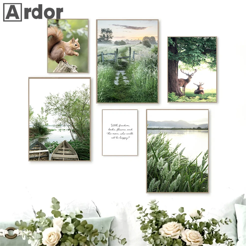 Nature Landscape Picture Canvas Painting Wall Art Posters Green Leaf Fresh Flower Scenery Print Modern Living Room Home Decor