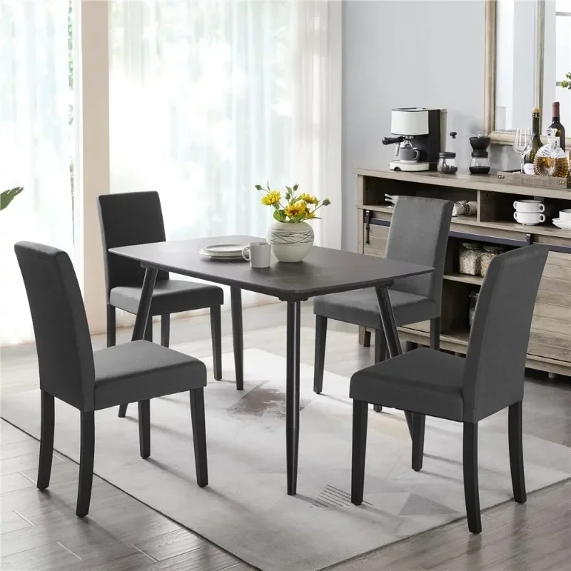 SMILE MART 4pcs Fabric Upholstered Parson Dining Chairs for Home, Dark Gray