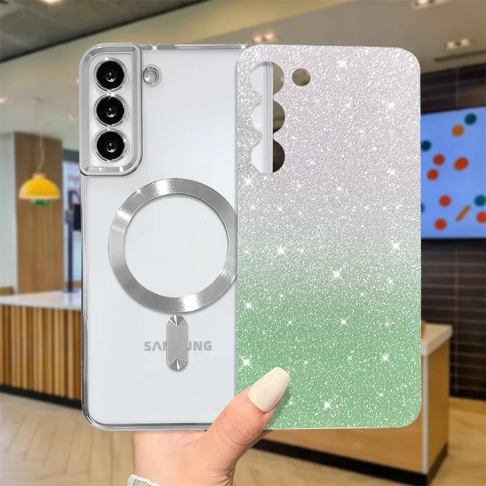 Glitzer-Magnet-Hülle für Samsung Galaxy S26 S24 Ultra S23 S22 S21 S25 Plus S20 FE A56 A55 A36 A17 – Glänzende, kabellose Schutzhülle mit Galvanisierung – Detail 5