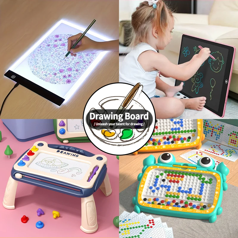 LED/LCD/Magnetic Drawing Board Copy Pad Board,Children's Toy Painting Educational Kids Grow Creative Boys Girls Children Gifts