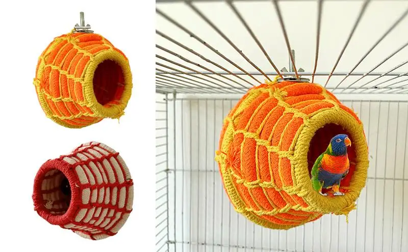 Hand Woven Bird Nest Portable Parrot comfortable Cages Parakeet Cockatiel Warm house hamster Hanging Hatching Box birds supplies